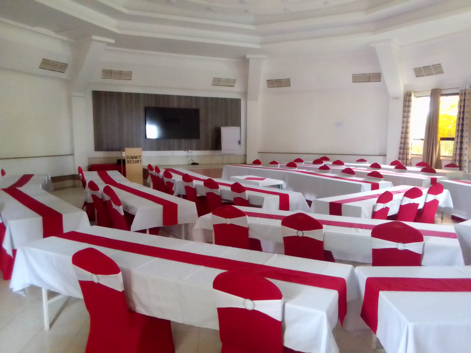 Summit Resort conference room prepared for a gathering